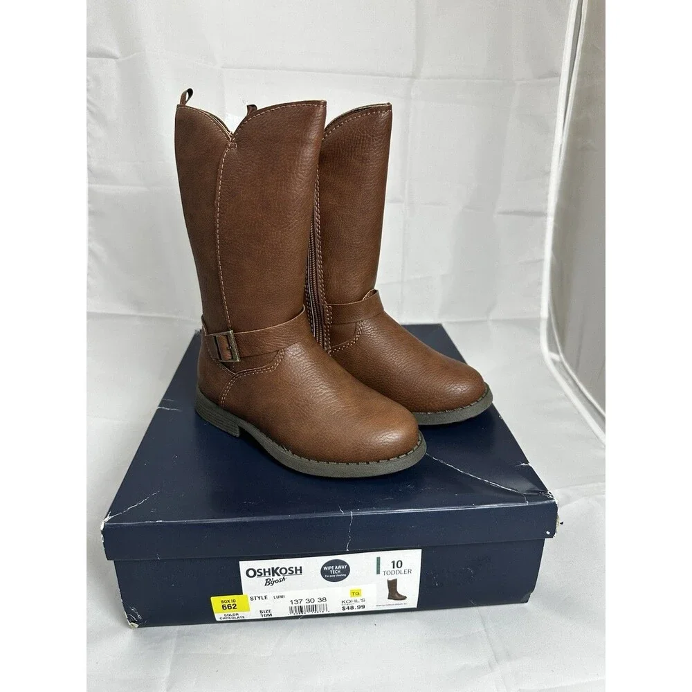 NEW! OshKosh B'gosh® Lumi Toddler Girls' Knee High Brown Boots Size 10